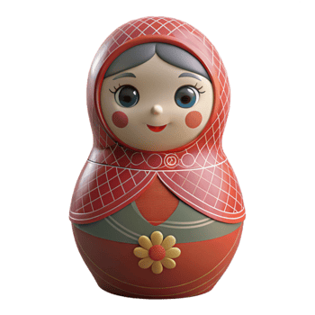 elegant artistic Front View Traditional Russian Matryoshka Doll Isolated 4K png