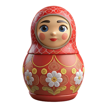serene abstract Front View Traditional Russian Matryoshka Doll Isolated high resolution png