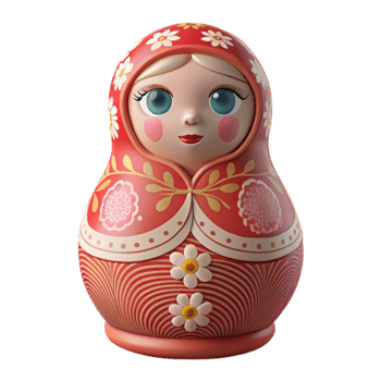 serene rustic Front View Traditional Russian Matryoshka Doll Isolated detailed png