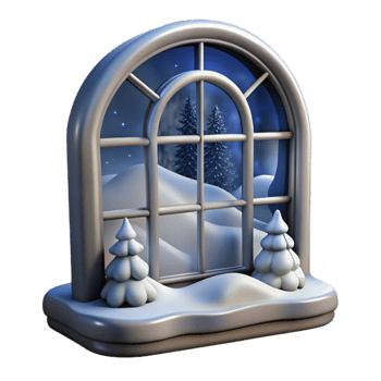extraordinary traditional Frosty Window Pane with Winter Scene Cutout high quality png