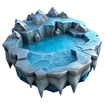 impressive rustic Frozen Lake with Ice Cracks Isolated Element original png