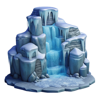 beautiful traditional Frozen Waterfall Winter Scene Cutout Element genuine png