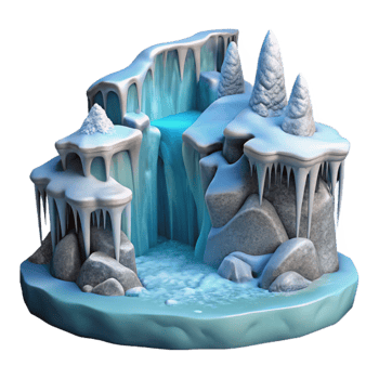 vibrant vintage Frozen Waterfall Winter Scene Cutout Element original png