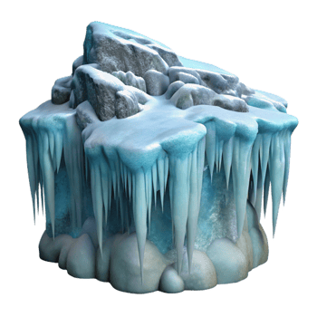 dramatic vintage Frozen Waterfall with Icicles Isolated exclusive png