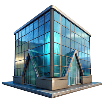 impressive creative Futuristic Building with Glass Facade Transparent Background original png
