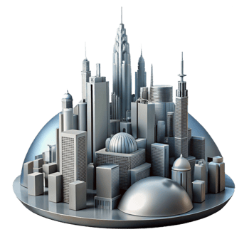 serene abstract Futuristic Cityscape Silhouette Isolated Cutout premium png
