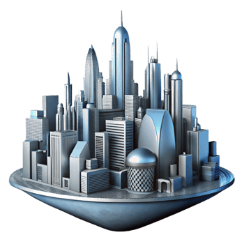elegant modern Futuristic Cityscape Silhouette Isolated Cutout original png