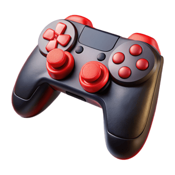 beautiful modern Game Controller Wireless Black with Red Buttons Isolated detailed png