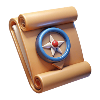 beautiful abstract Game Map Icon Compass and Scroll Isolated high quality png