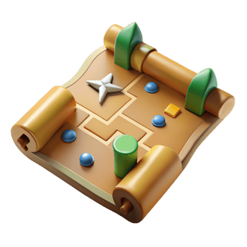 elegant minimalist Game Map Open Flat View Isolated Element premium png