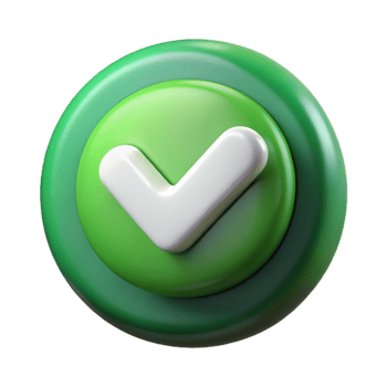 impressive abstract Game Ui Button Green with White Checkmark Isolated Element original png