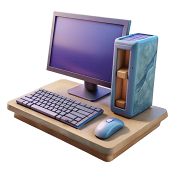 vibrant vintage Gaming Desktop Computer with Keyboard and Mouse Isolated 4K png