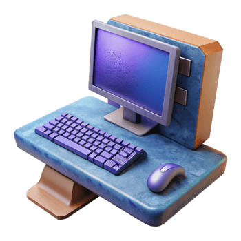extraordinary creative Gaming Desktop Computer with Keyboard and Mouse Isolated premium png