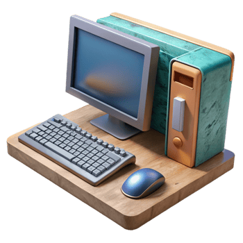 vibrant creative Gaming Desktop Computer with Keyboard and Mouse Isolated genuine png