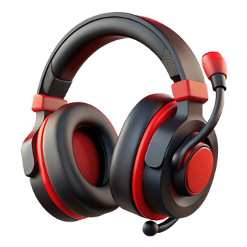 extraordinary artistic Gaming Headset Black with Red Accents Isolated high quality png