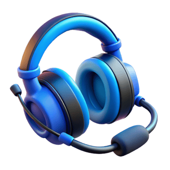 wonderful modern Gaming Headset Blue with Microphone Isolated Element premium png