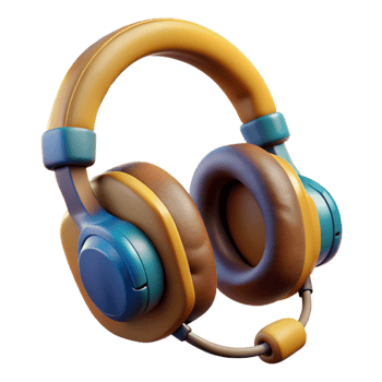 dramatic abstract Gaming Headset with Microphone Side View Transparent high quality png