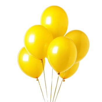 Bright yellow balloons gently floating against a clean transparent background, perfect for celebrations and joyful occasions, yellow balloons isolated on transparent background png