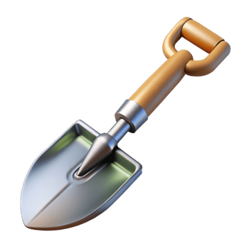 beautiful rustic Garden Shovel Metal Blade Transparent Background 4K png
