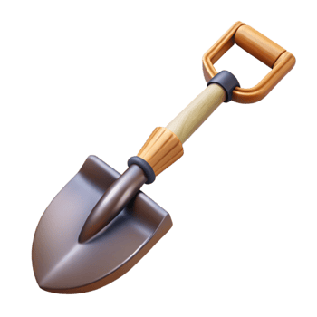 vibrant abstract Garden Shovel Wooden Handle Grip Cutout authentic png