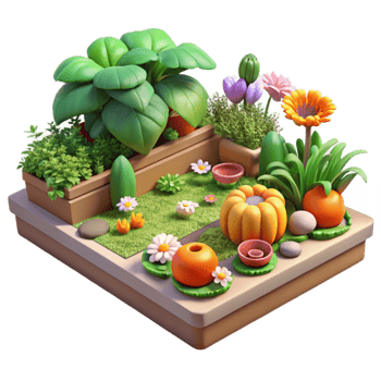 serene creative Garden with Flowers and Plants Cutout high quality png