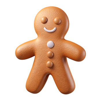 dramatic creative Gingerbread Man Cookie Isolated on Transparent Background detailed png