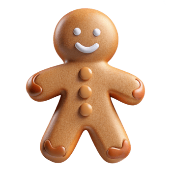 elegant artistic Gingerbread Man Cookie Isolated on Transparent Background 4K png