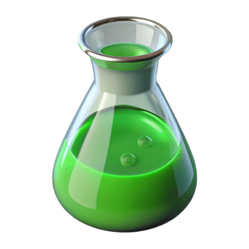elegant abstract Glass Beaker with Green Solution Isolated Cutout exclusive png