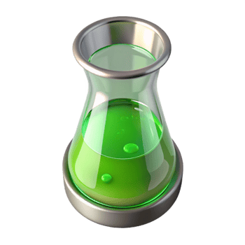 dramatic minimalist Glass Beaker with Green Solution Isolated Cutout detailed png