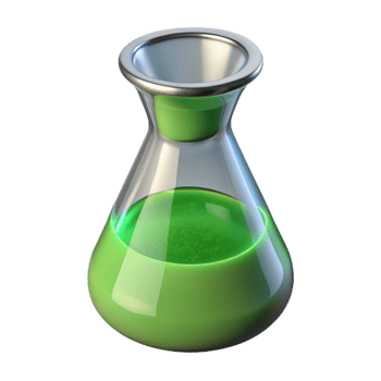 stunning abstract Glass Beaker with Green Solution Isolated Cutout professional png