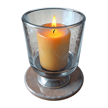 vibrant abstract Glass Candle Holder with Candle Transparent Background detailed png