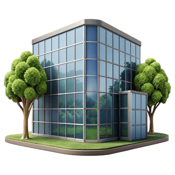 serene rustic Glass Facade Building Reflection Cityscape Transparent Background exclusive png