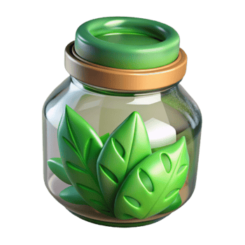 extraordinary minimalist Glass Jar with Green Leaves Cutout exclusive png