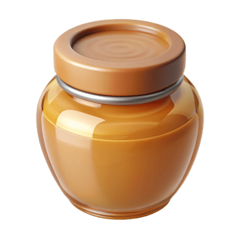 dramatic abstract Glass Jar with Honey Top View Golden Color Transparent Background exclusive png