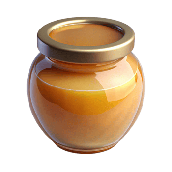 extraordinary rustic Glass Jar with Honey Top View Golden Color Transparent Background premium png