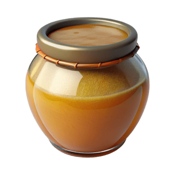 impressive abstract Glass Jar with Honey Top View Golden Color Transparent Background exclusive png