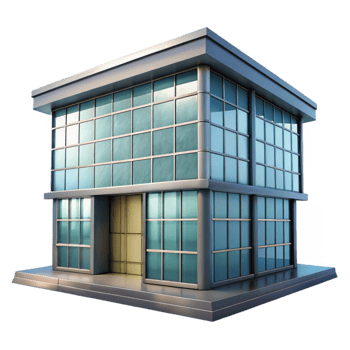 impressive classic Glass Office Building Front View Transparent Background professional png