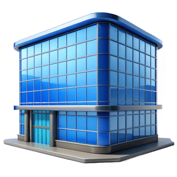 magnificent artistic Glass Office Building with Blue Sky Reflection Front View Transparent Background original png