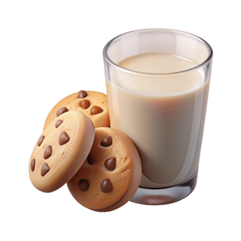 elegant modern Glass of Milk with Cookies Isolated professional png