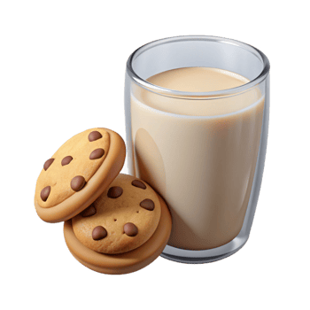 wonderful classic Glass of Milk with Cookies Isolated genuine png