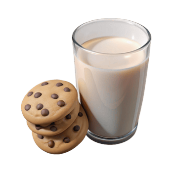 vibrant classic Glass of Milk with Cookies Isolated original png