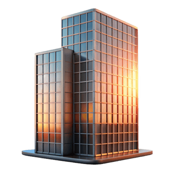 stunning artistic Glass Skyscraper Reflection Sunset Colors Cutout high quality png