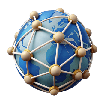 dramatic minimalist Global Network with Connected Nodes Isolated on White 4K png