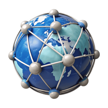 vibrant contemporary Global Network with Connected Nodes Isolated on White high quality png