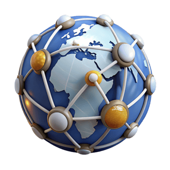 stunning rustic Globe with Network Connections Isolated on White Cutout high quality png