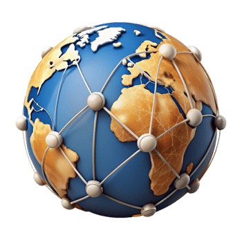 dramatic vintage Globe with Network Connections Isolated on White Cutout authentic png