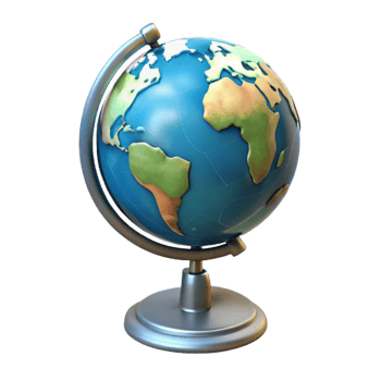 dramatic traditional Globe with Stand Angled View Transparent Background exclusive png