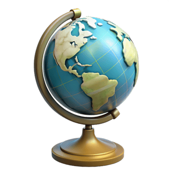 beautiful minimalist Globe with Stand Side View Transparent Background professional png