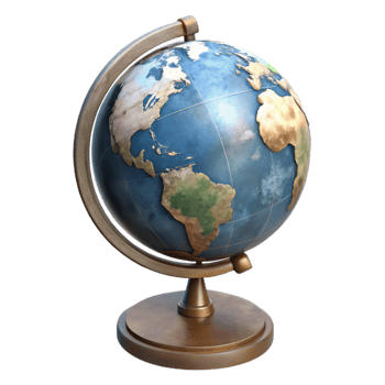 serene traditional Globe with Stand Side View Transparent Background authentic png