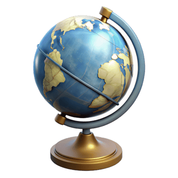 vibrant vintage Globe with Stand Side View Transparent Background 4K png